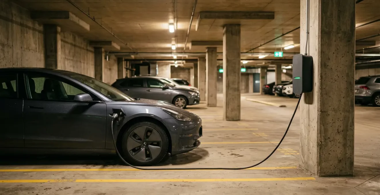 Installation de borne de recharge électrique en parking souterrain de copropriété
