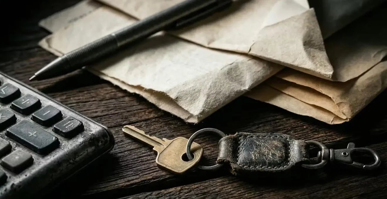 Calculatrice et documents financiers sur table avec clés de voiture