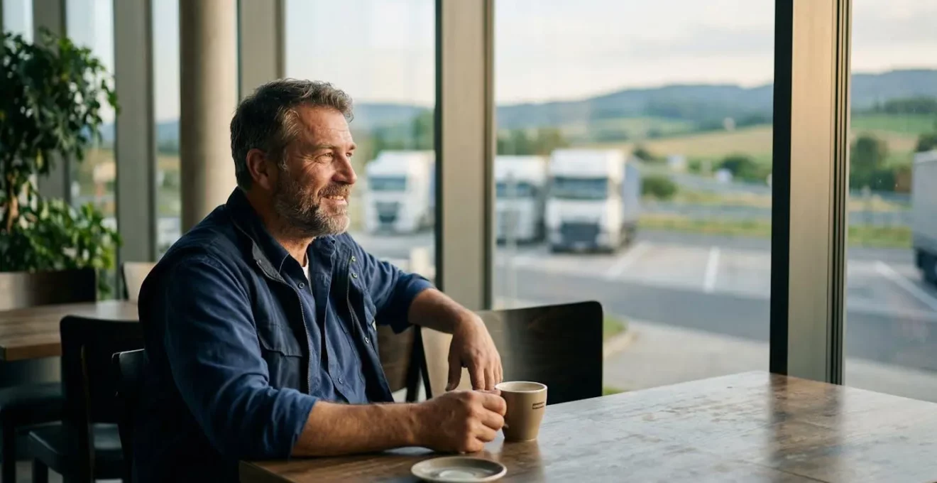 Chauffeur de poids lourd pendant son temps de repos obligatoire conformément au Paquet Mobilité