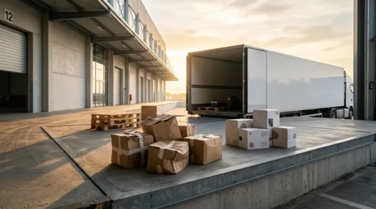 Camion de transport avec marchandises et documentation juridique pour illustrer les litiges entre transporteur et chargeur