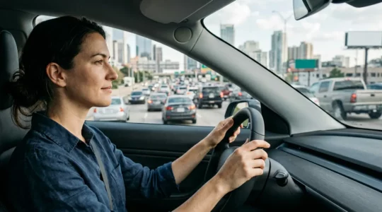 Conducteur calme au volant dans une situation de circulation dense