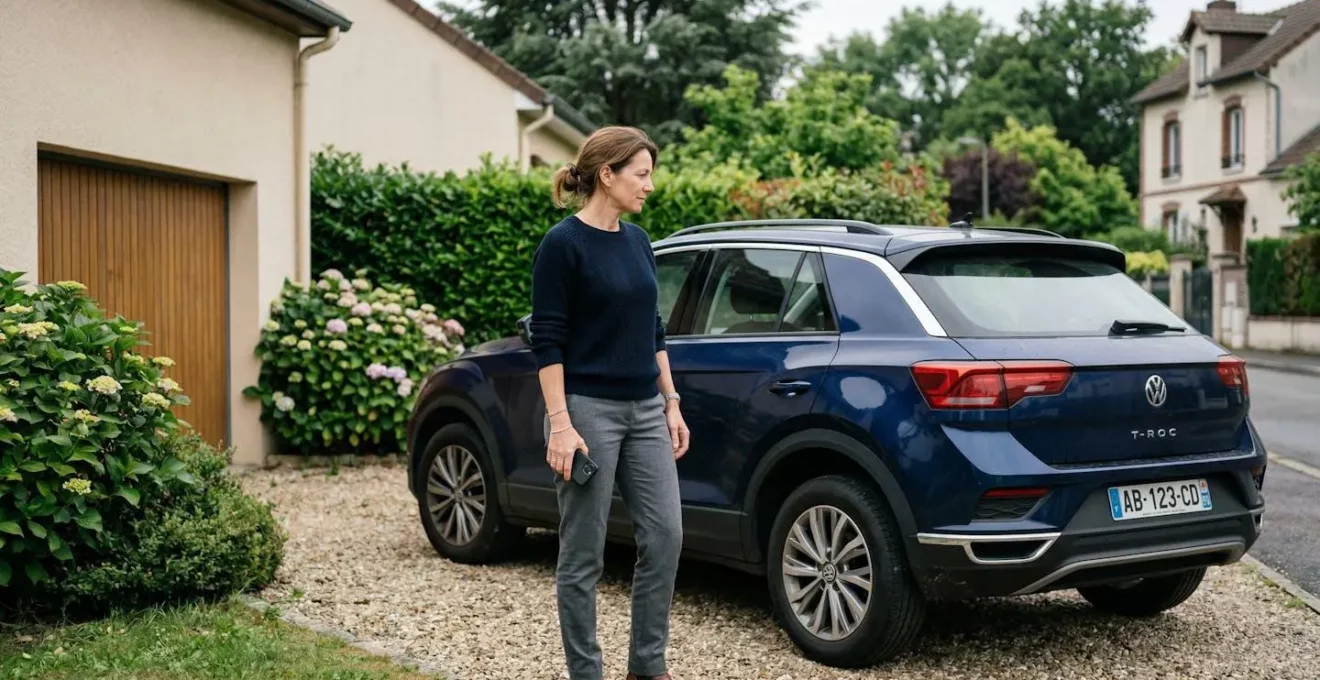 Propriétaire examinant son véhicule pour estimer son assurance auto