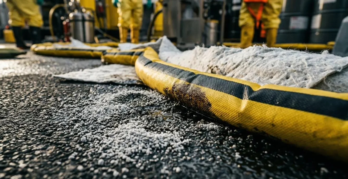Équipe d'intervention environnementale sur site d'accident de transport avec matières dangereuses