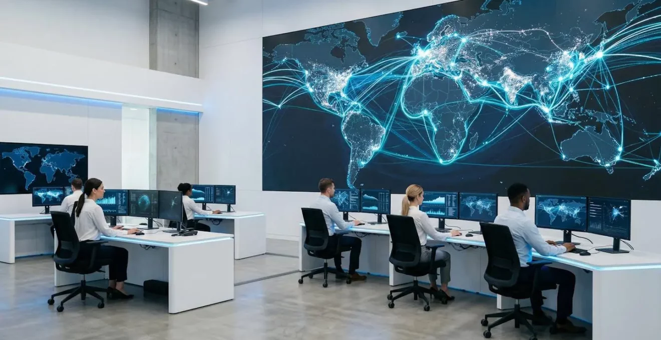 Centre de contrôle logistique avec suivi en temps réel des expéditions