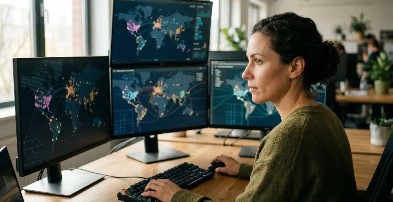 Tableau de bord de suivi logistique avec carte et indicateurs de performance