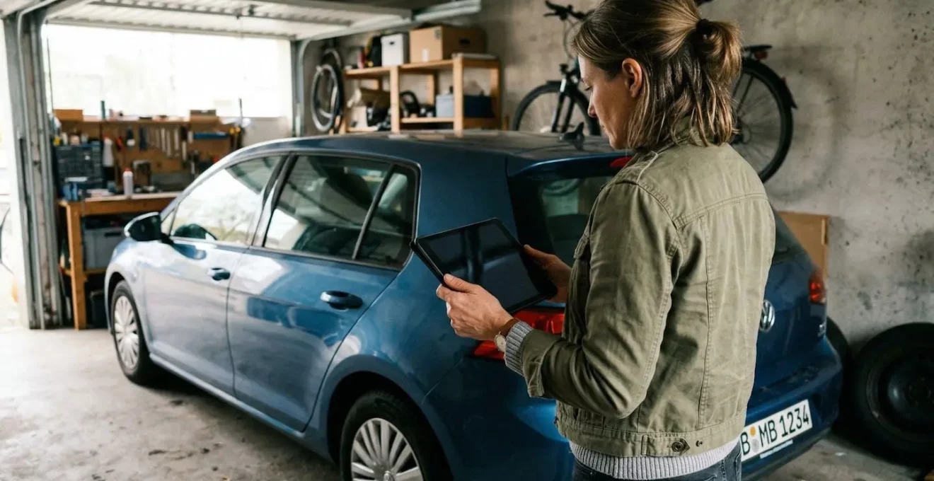 Personne consultant les conditions de son assurance auto sur tablette